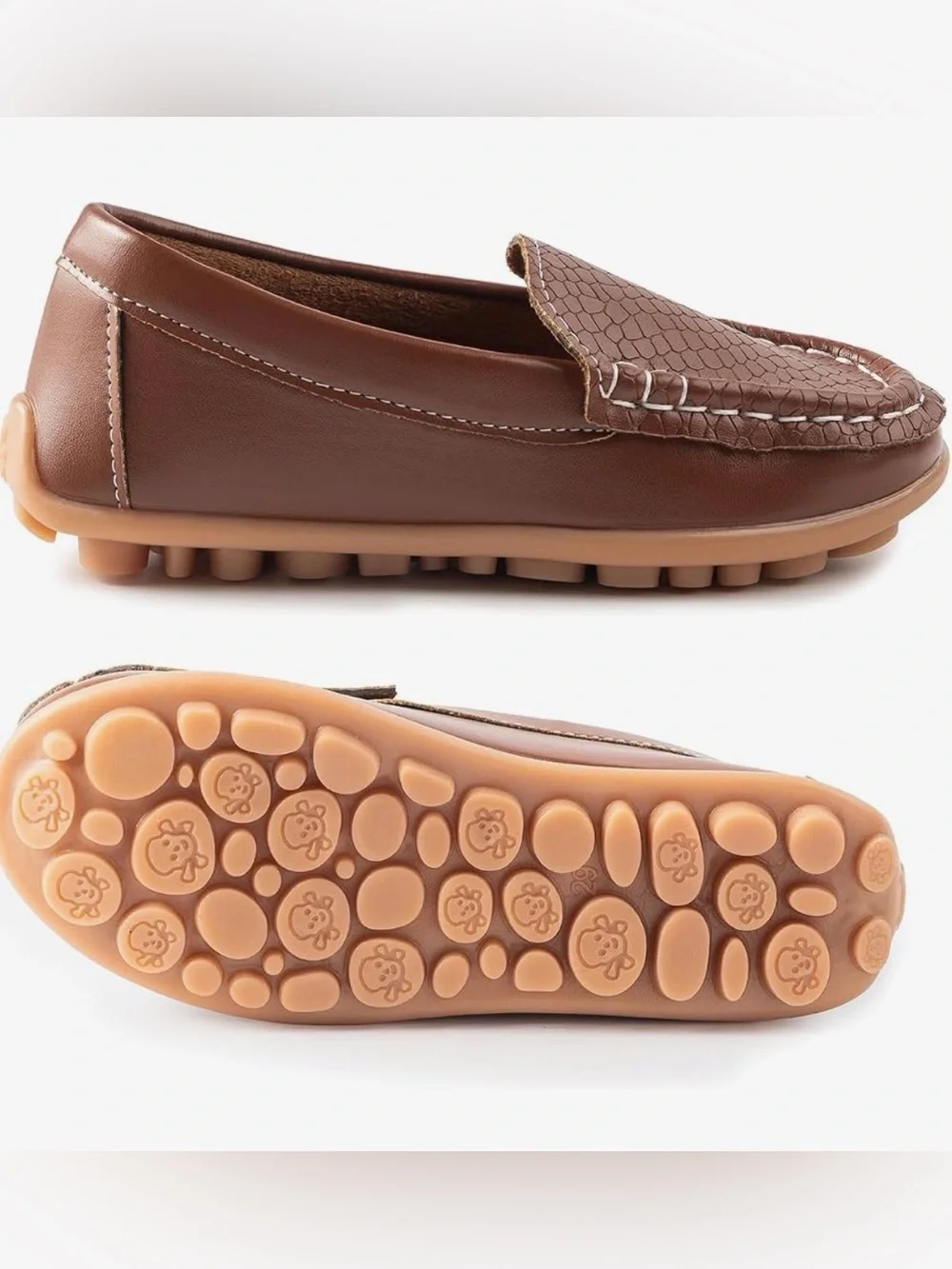Kids Brown Slip-On Loafers Boys size 1 dress brown/tan